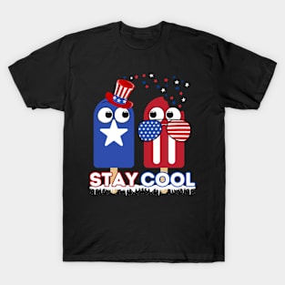 Stay Cool 4th July Popsicle Shirt Boys Men USA Flag American T-Shirt